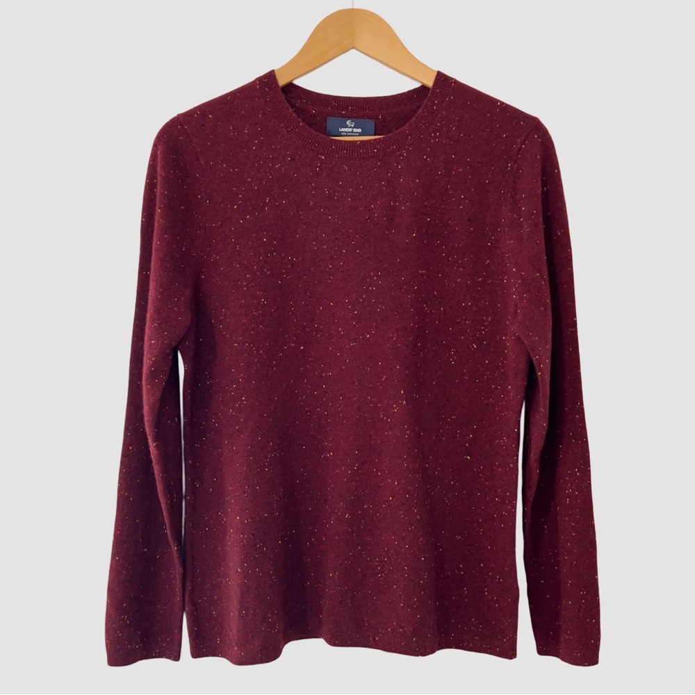 Land's End Purple Crew Neck Cashmere Pullover Sweater M NWT ($200)